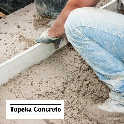 professional concrete contractor during work 